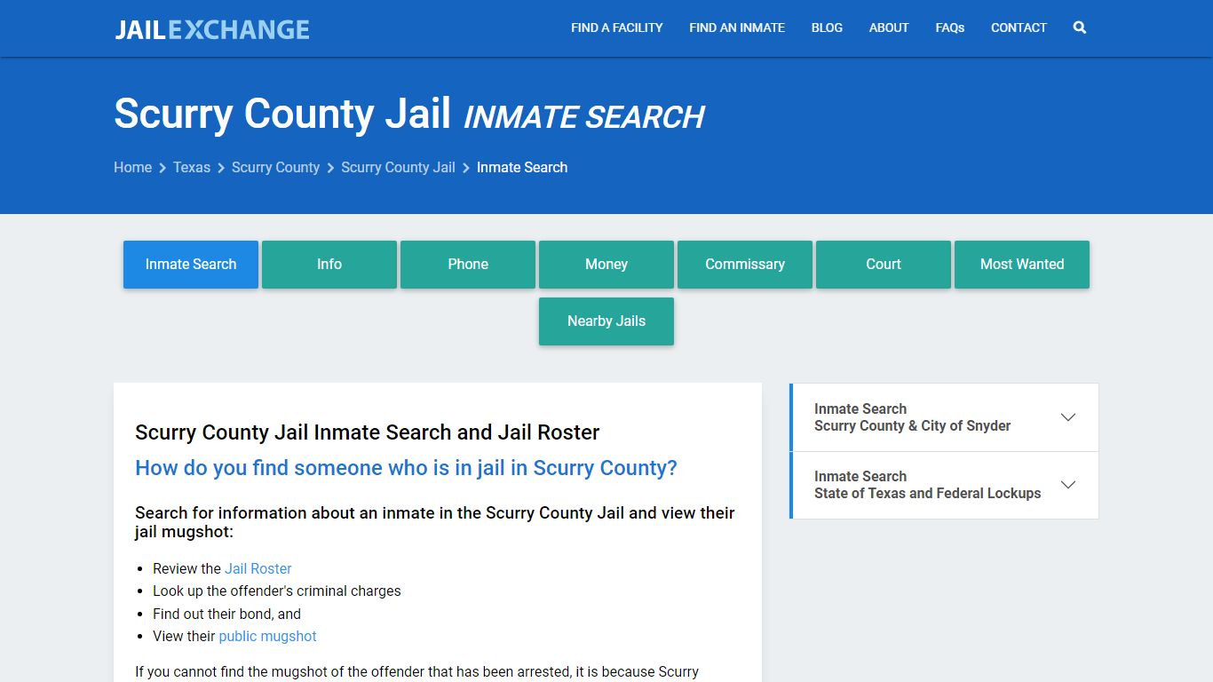 Inmate Search: Roster & Mugshots - Scurry County Jail, TX